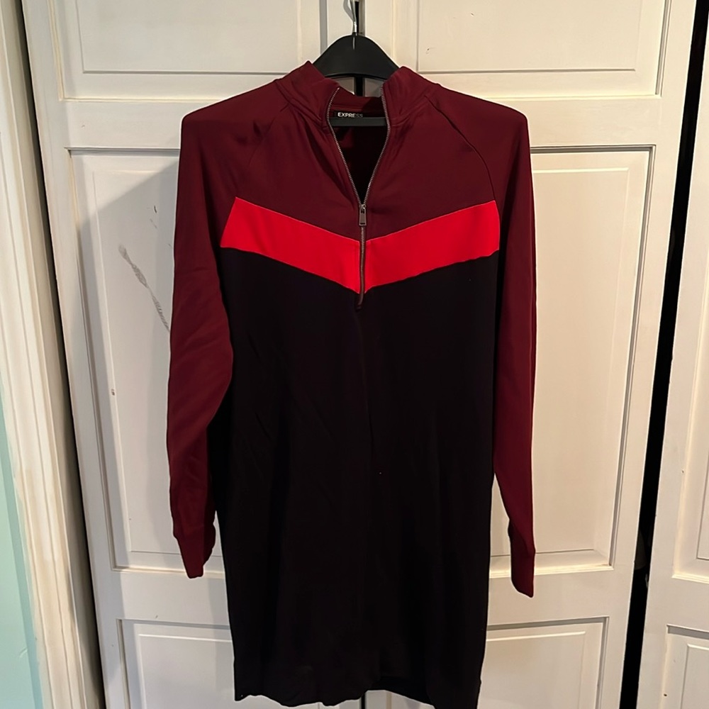 Express size M dress. Very soft. 95% Rayon 5%Spandex.  Wash cold, Tumble dry.